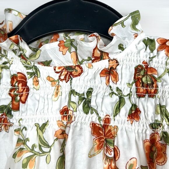JANIE and JACK Floral Smocked Bubble Sleeve Top Blouse Cotton Floral Print 8 - Picture 5 of 10